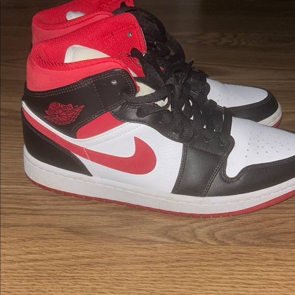 Jordan Men's High-Top Sneakers in White Black & Red